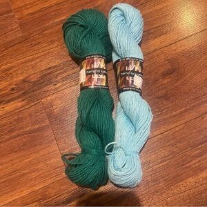 2 100 % Hemp for Knitting Designed by LanaKnits Yarn Green / Blue 100g 150 meter